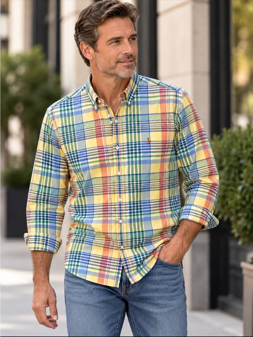 Ralph Lauren Madra Plaid Cotton Button Down Long Sleeve Shirt
Size M Men’s